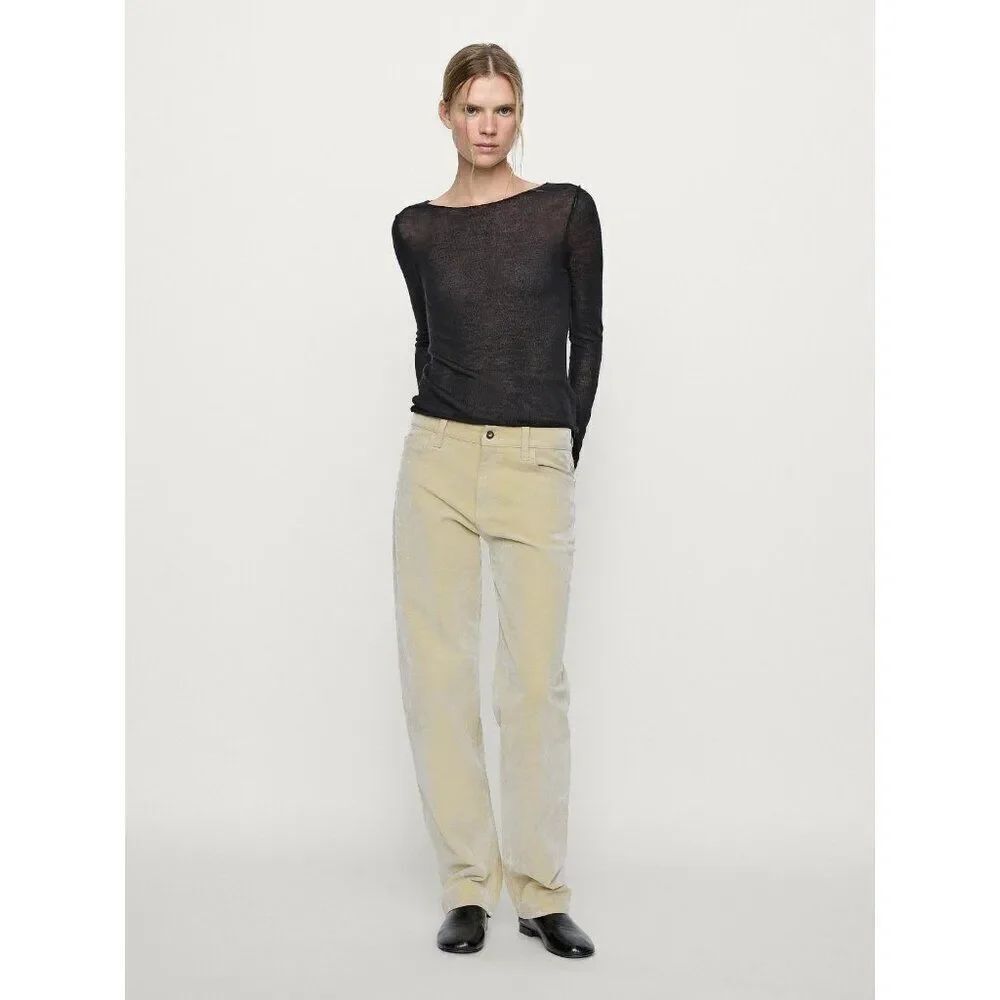 Massimo Dutti Womens Pants Trousers EU 36 US 4 Flocked Velvet Beige 5035/936 NWT
